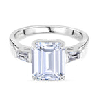 Moissanite - GRA Certified D-VVS1 Moissanite Solitaire Ring in Rhodium Overlay Sterling Silver 5.22 Ct._8204141