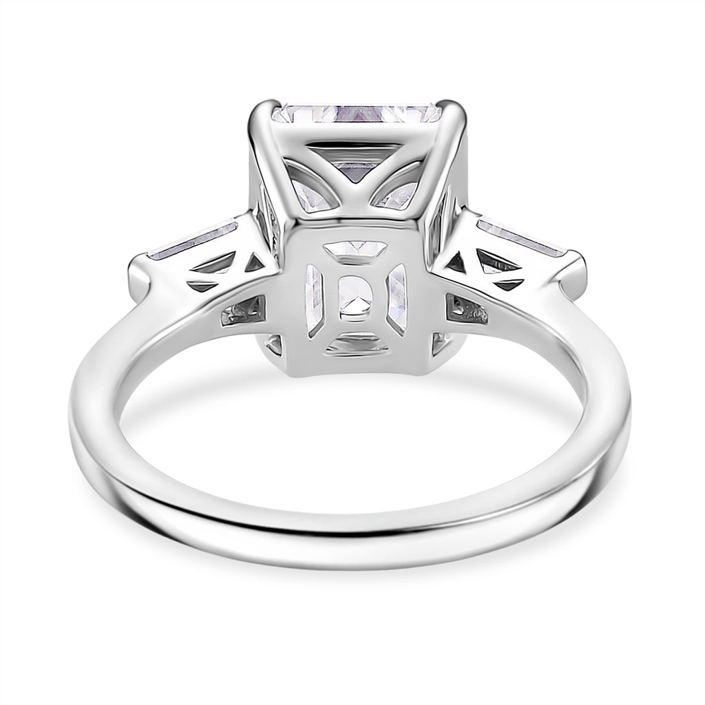 Moissanite - GRA Certified D-VVS1 Moissanite Solitaire Ring in Rhodium Overlay Sterling Silver 5.22 Ct._8204141_3