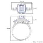 Moissanite - GRA Certified D-VVS1 Moissanite Solitaire Ring in Rhodium Overlay Sterling Silver 5.22 Ct._8204141_4