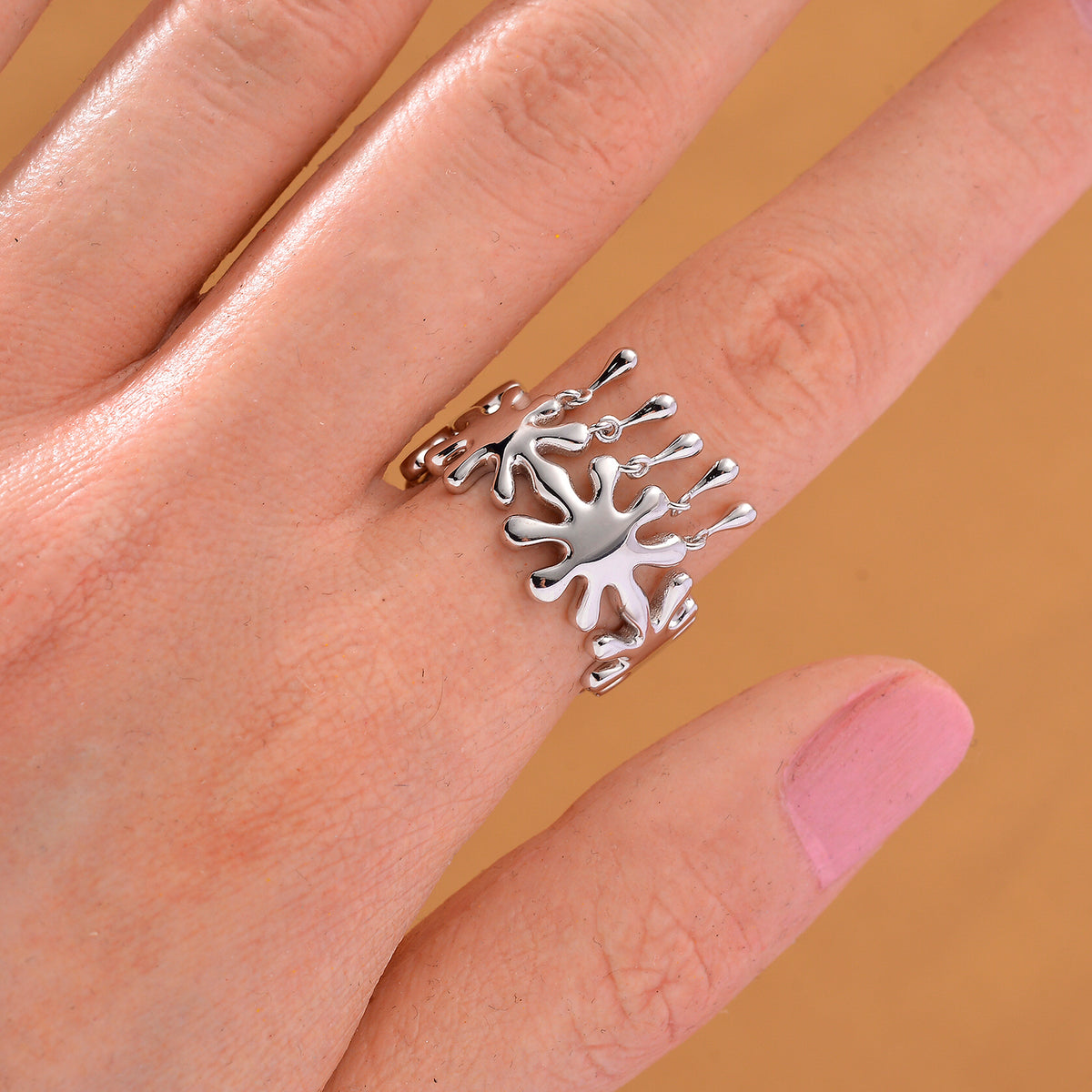 LucyQ Splash Collection - Rhodium Overlay Sterling Silver Ring, Silver Wt. 6.10 Gms. 8204196 2