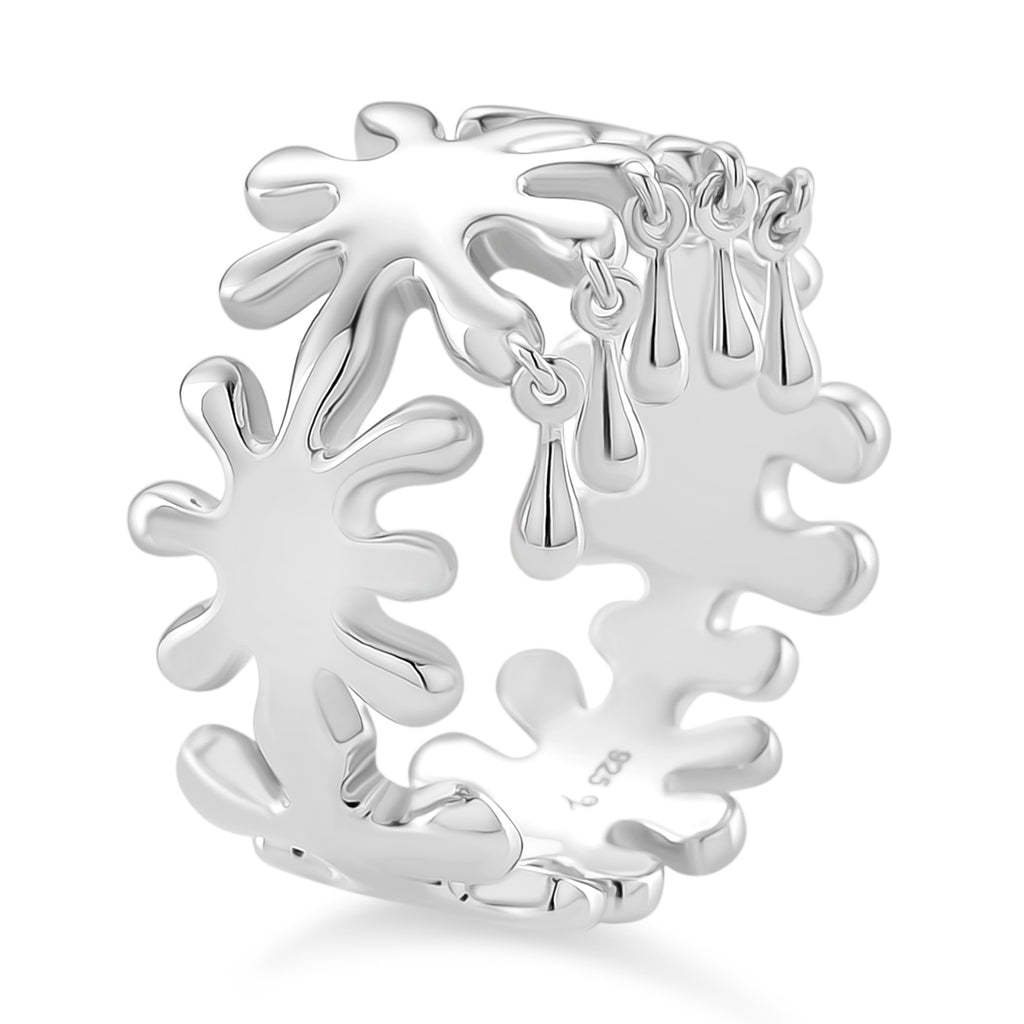 LucyQ Splash Collection - Rhodium Overlay Sterling Silver Ring, Silver Wt. 6.10 Gms._8204196_2