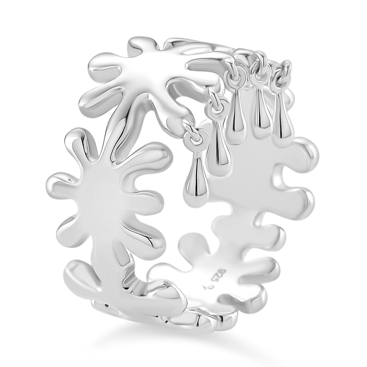 LucyQ Splash Collection - Rhodium Overlay Sterling Silver Ring, Silver Wt. 6.10 Gms. 8204196 3