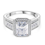 GRA Certified D-VVS1 Moissanite Ring in Rhodium Overlay Sterling Silver  3.48 Ct._8204209