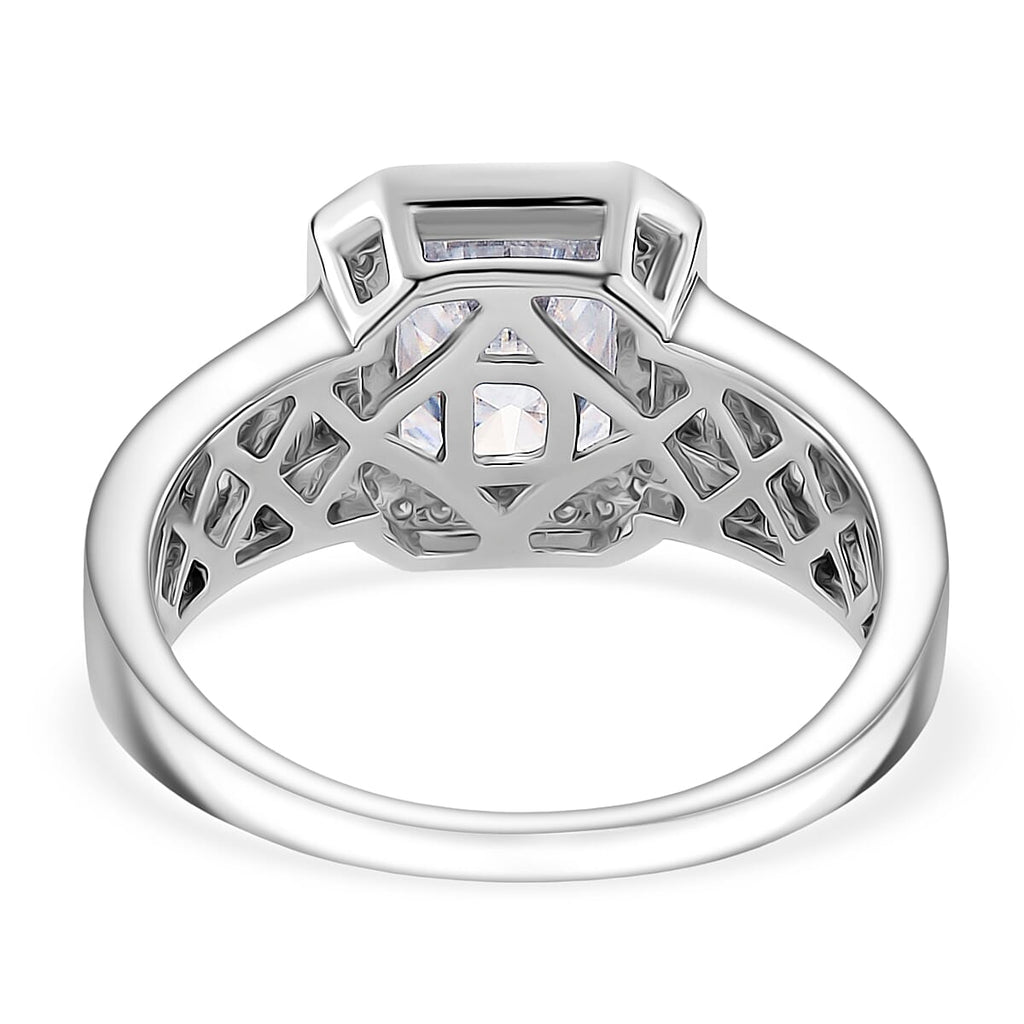 GRA Certified D-VVS1 Moissanite Ring in Rhodium Overlay Sterling Silver  3.48 Ct._8204209_3