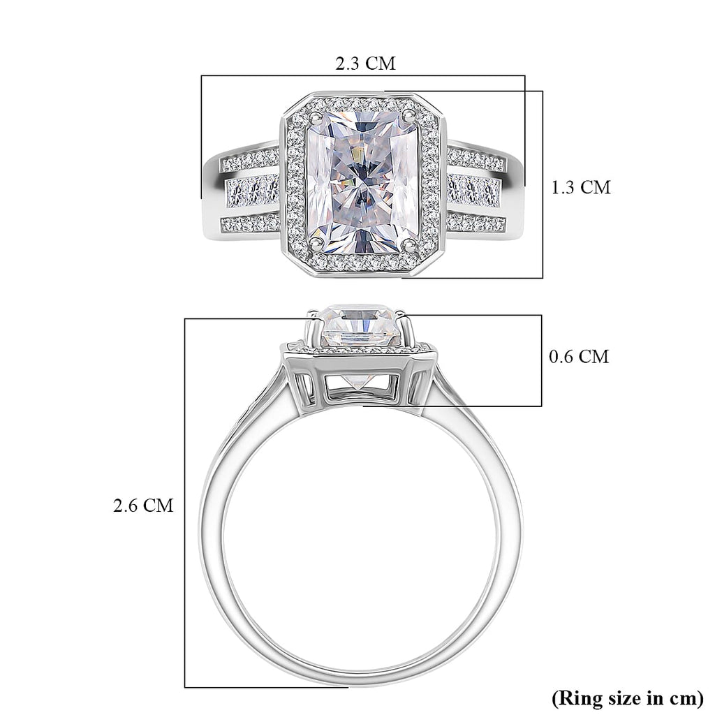 GRA Certified D-VVS1 Moissanite Ring in Rhodium Overlay Sterling Silver  3.48 Ct._8204209_4
