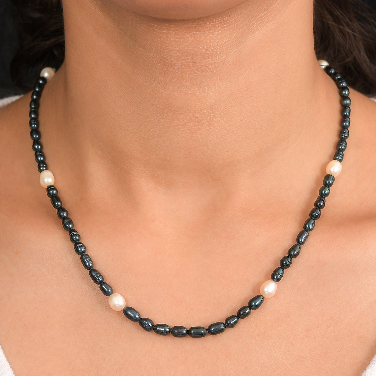 EverTrue - Fresh Water Pearl &amp; Green Enhance Pearl Beads Necklace (Size - 18+2 Ext) 60.00 Ct. V32518278 3