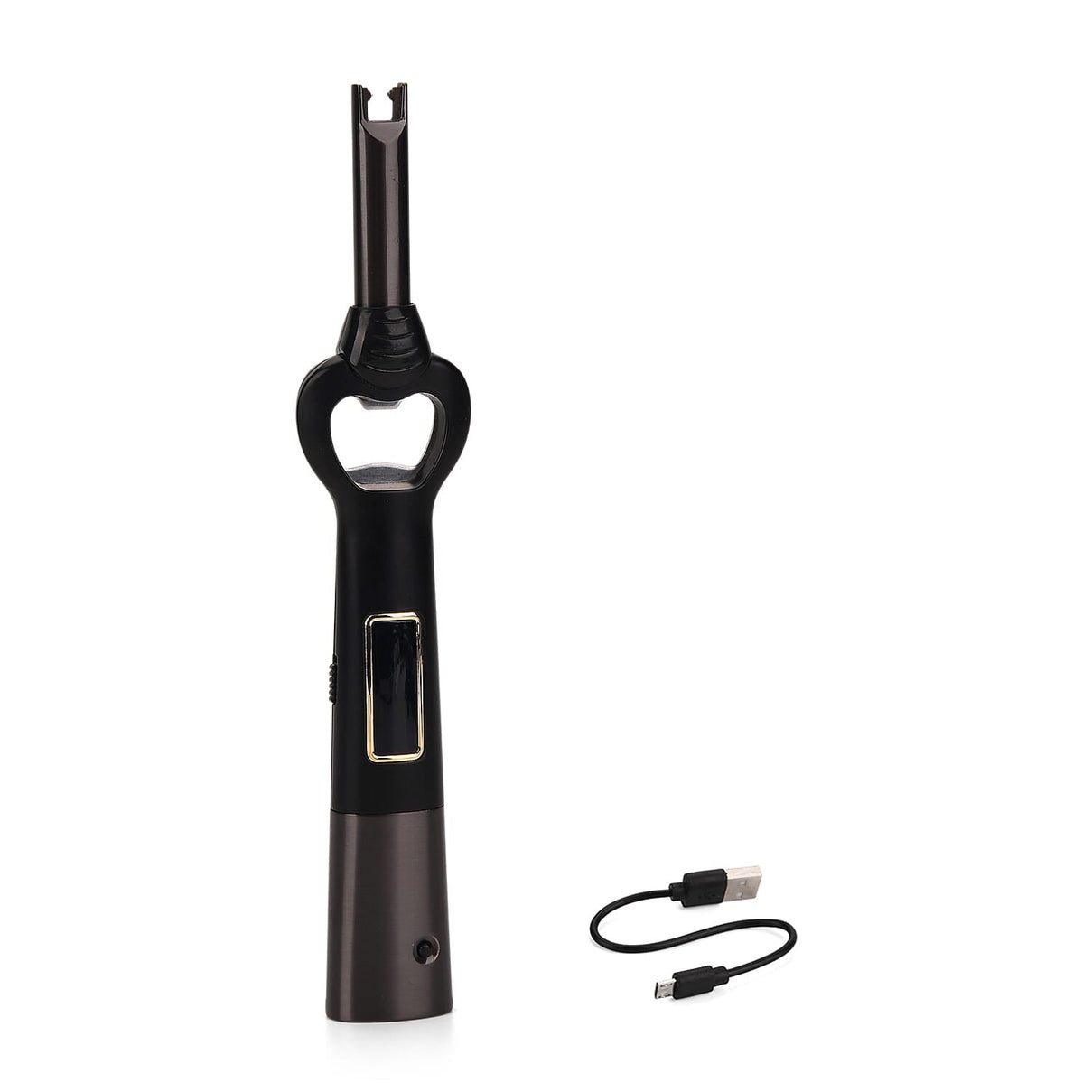2-in-1 Electronic Lighter and Bottle Opener with Display - Black 8204403 0