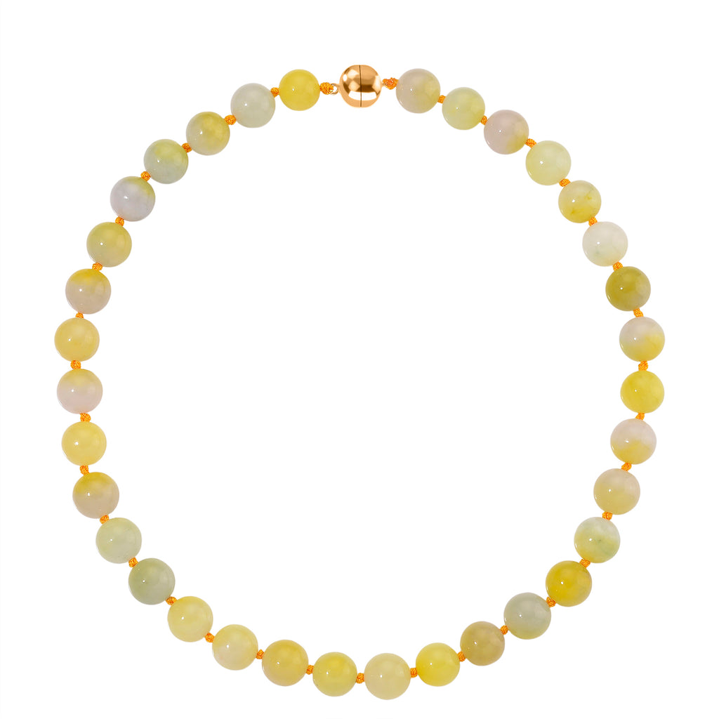 First Time Ever - Bi - Color Jade Necklace (Size - 20) in Yellow Gold Plating Sterling Silver 510.00 Ct._8204430_2
