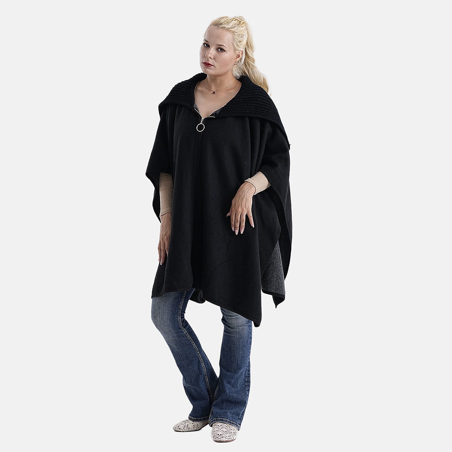 La Marey Zippered Poncho (One Size) - Black 8204602 0