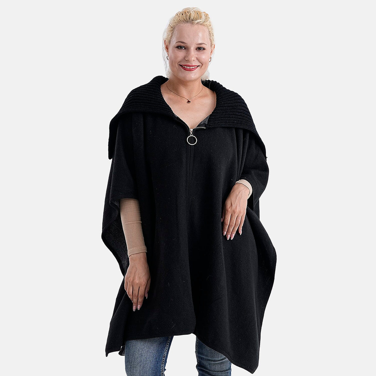 La Marey Zippered Poncho (One Size) - Black 8204602 1