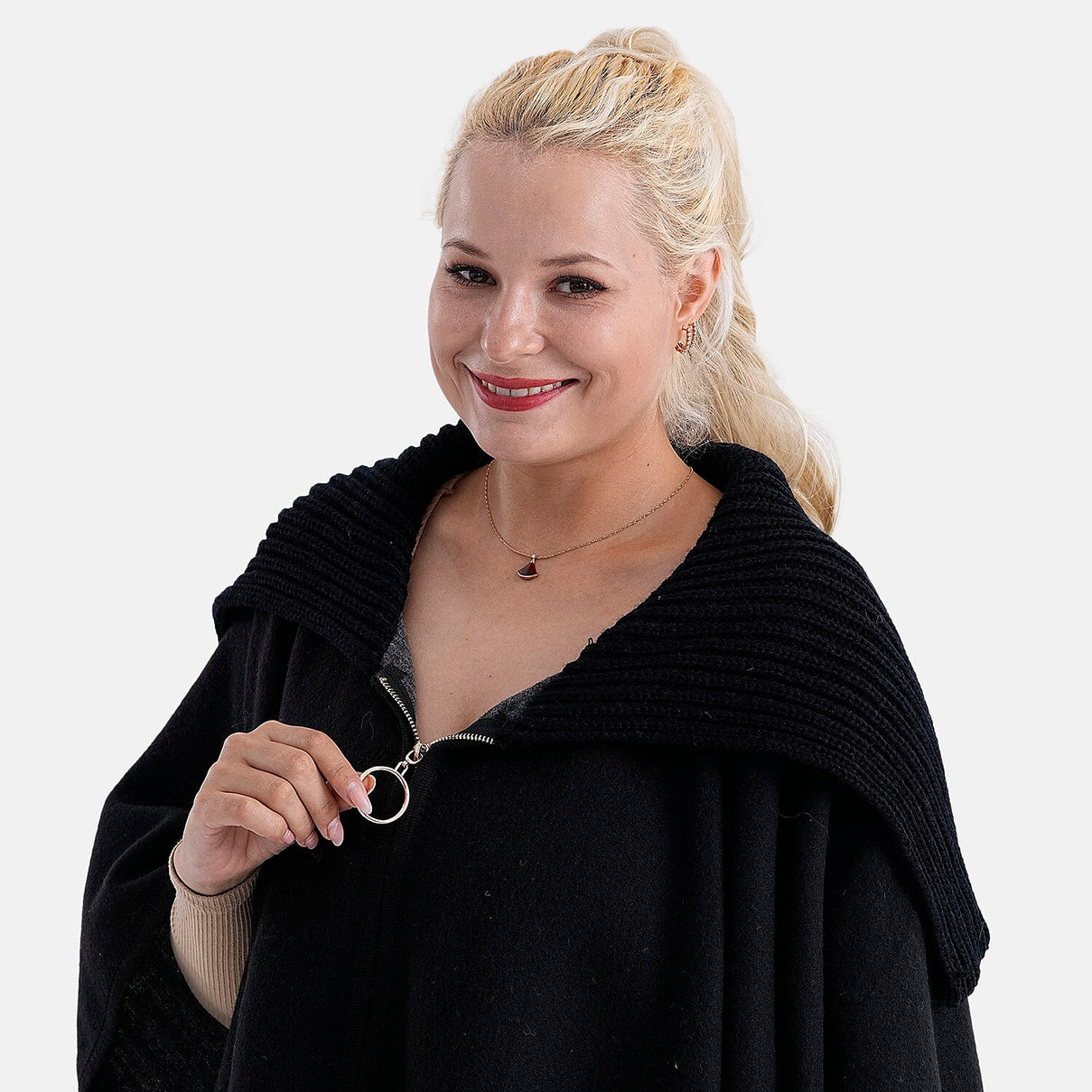 La Marey Zippered Poncho (One Size) - Black 8204602 4