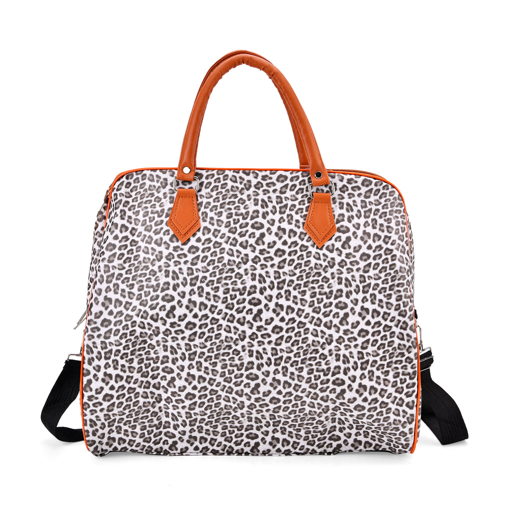 Leopard Pattern Tote Bag with Handle Drop & Detachable Shoulder Strap - Grey_8205022
