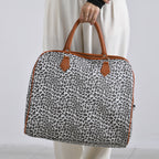 Leopard Pattern Tote Bag with Handle Drop & Detachable Shoulder Strap - Grey_8205022_2