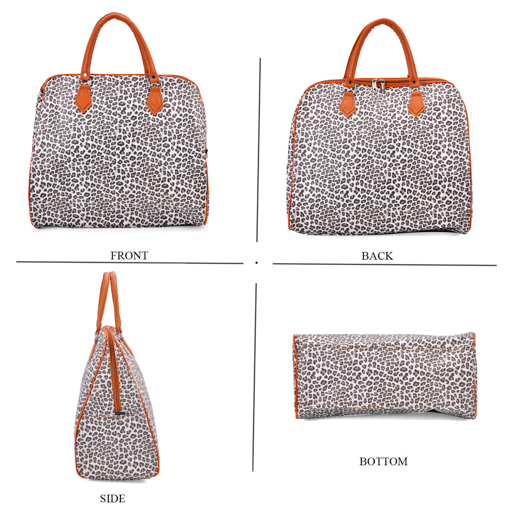Leopard Pattern Tote Bag with Handle Drop & Detachable Shoulder Strap - Grey_8205022_3