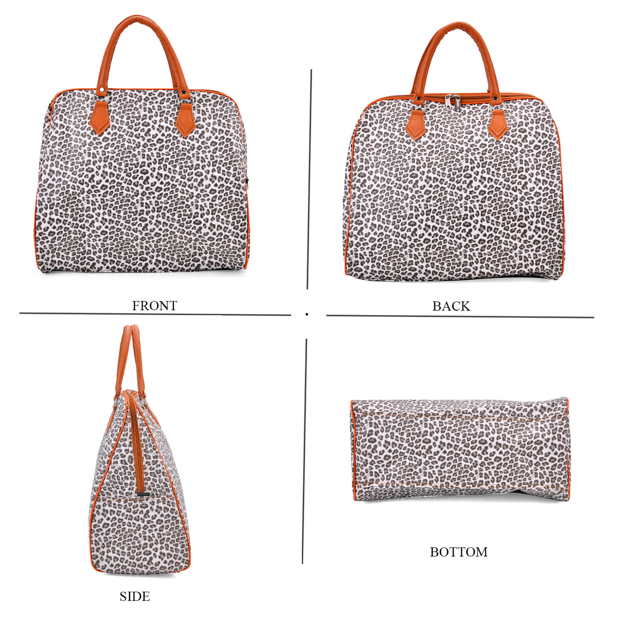 Leopard Pattern Tote Bag with Handle Drop &amp; Detachable Shoulder Strap - Grey 8205022 2