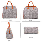 Leopard Pattern Tote Bag with Handle Drop & Detachable Shoulder Strap - Grey_8205022_3