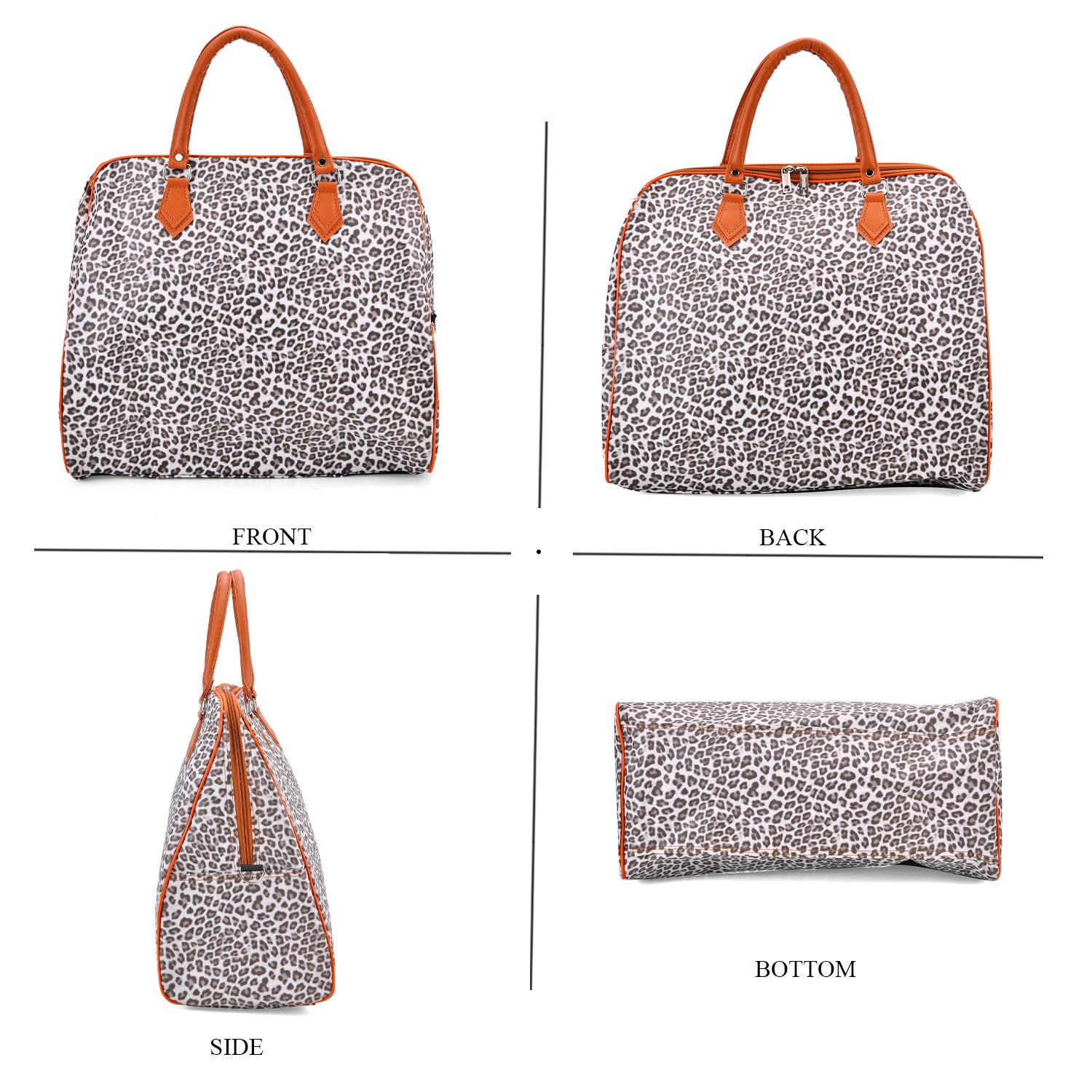Leopard Pattern Tote Bag with Handle Drop &amp; Detachable Shoulder Strap - Grey 8205022 2