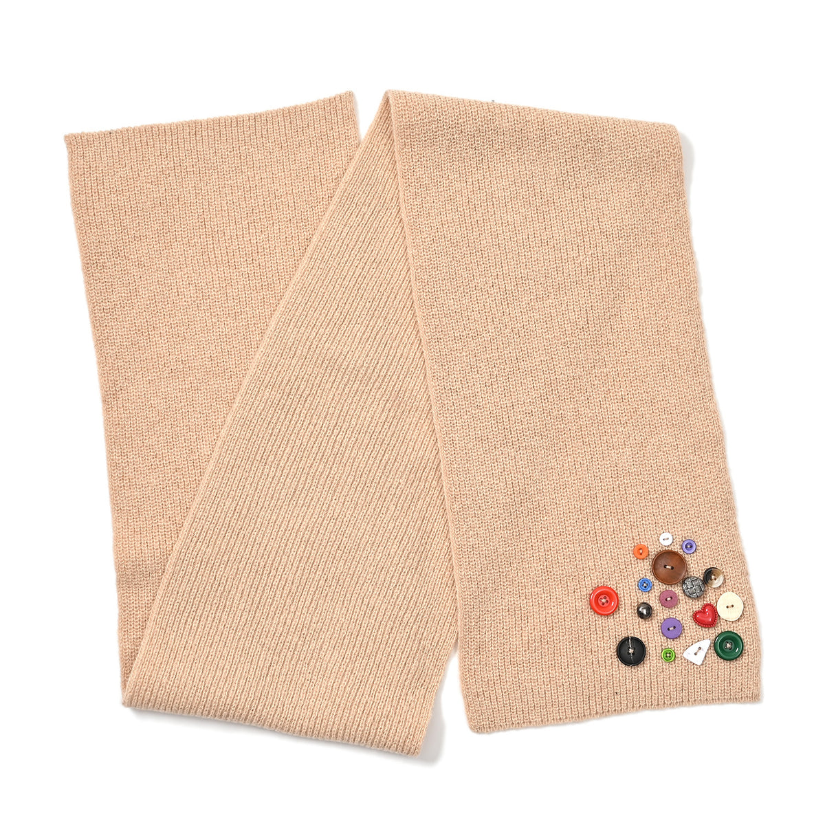 Designer Closeout Deal - Scarf with Colourful Button Accents - Cream V32563542 5
