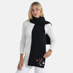Designer Closeout Deal - Scarf with Colourful Button Accents - Black_8205066_2