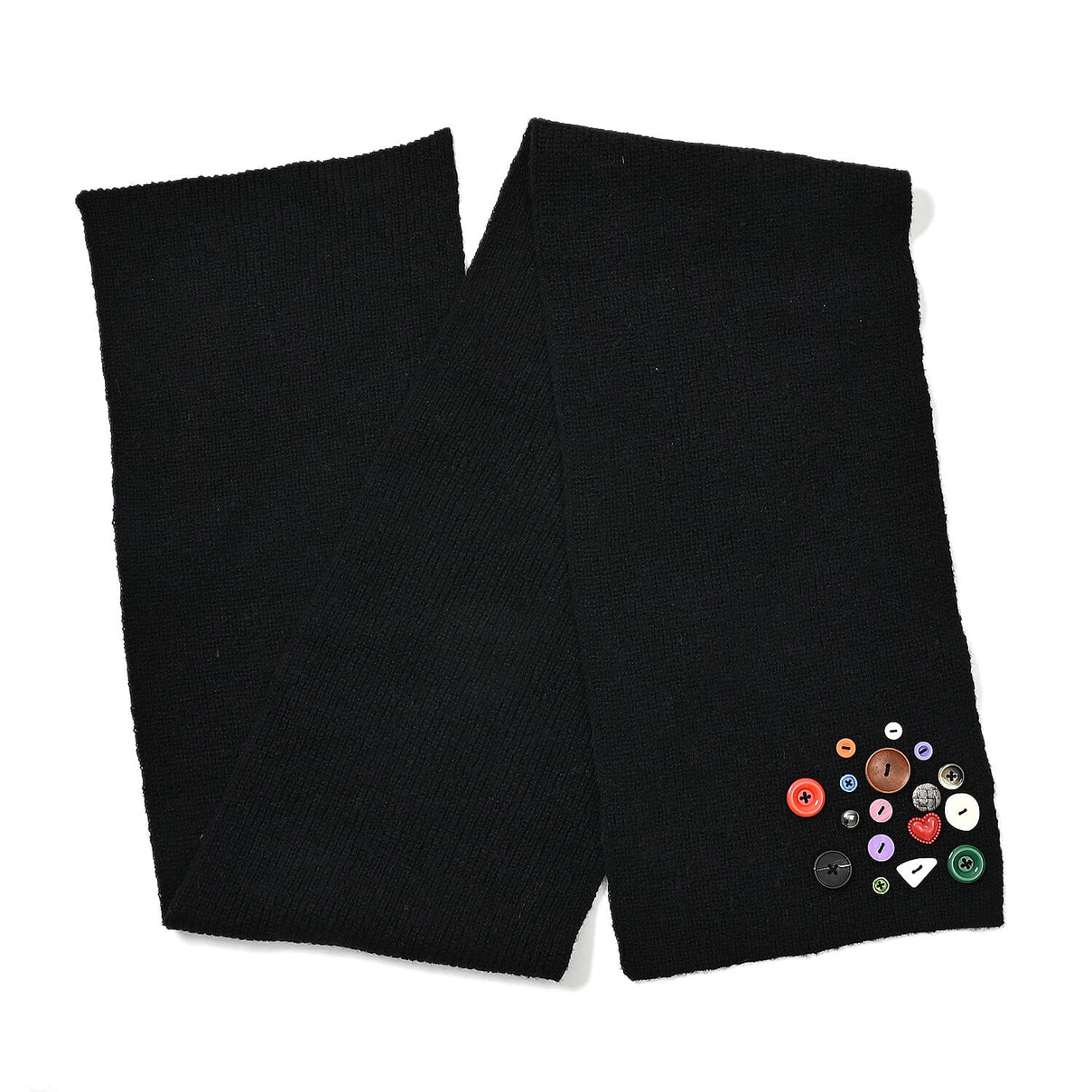 Designer Closeout Deal - Scarf with Colourful Button Accents - Black V32527138 4