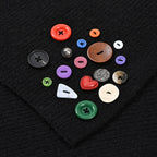 Designer Closeout Deal - Scarf with Colourful Button Accents - Black_8205066_4