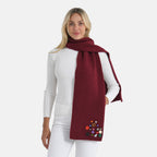 Designer Closeout Deal - Scarf with Colourful Button Accents - Burgundy_8205067