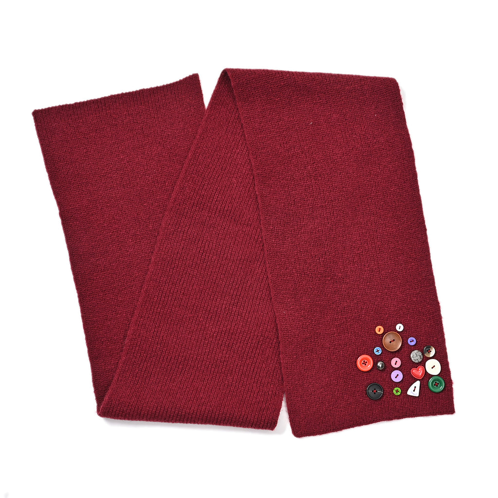 Designer Closeout Deal - Scarf with Colourful Button Accents - Burgundy_8205067_4