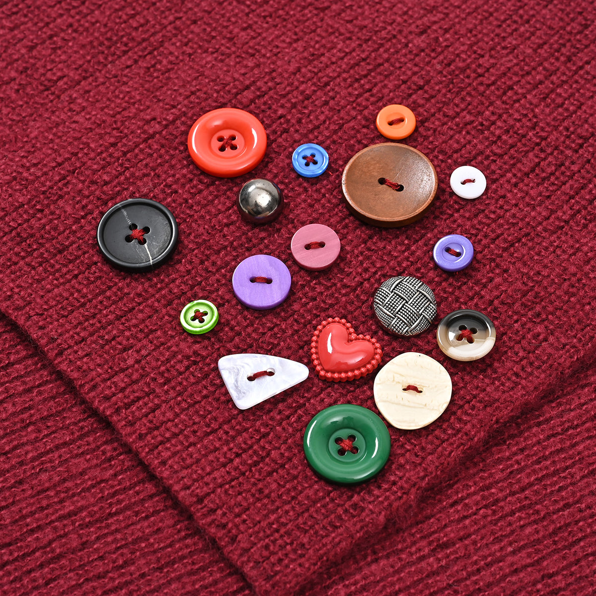 Designer Closeout Deal - Scarf with Colourful Button Accents - Burgundy 8205067 5