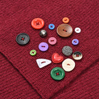 Designer Closeout Deal - Scarf with Colourful Button Accents - Burgundy_8205067_5