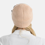 Designer Closeout Deal - Beanie Hat & Fingerless Glove Set with Colourful Button Accents - Beige_8205083_3