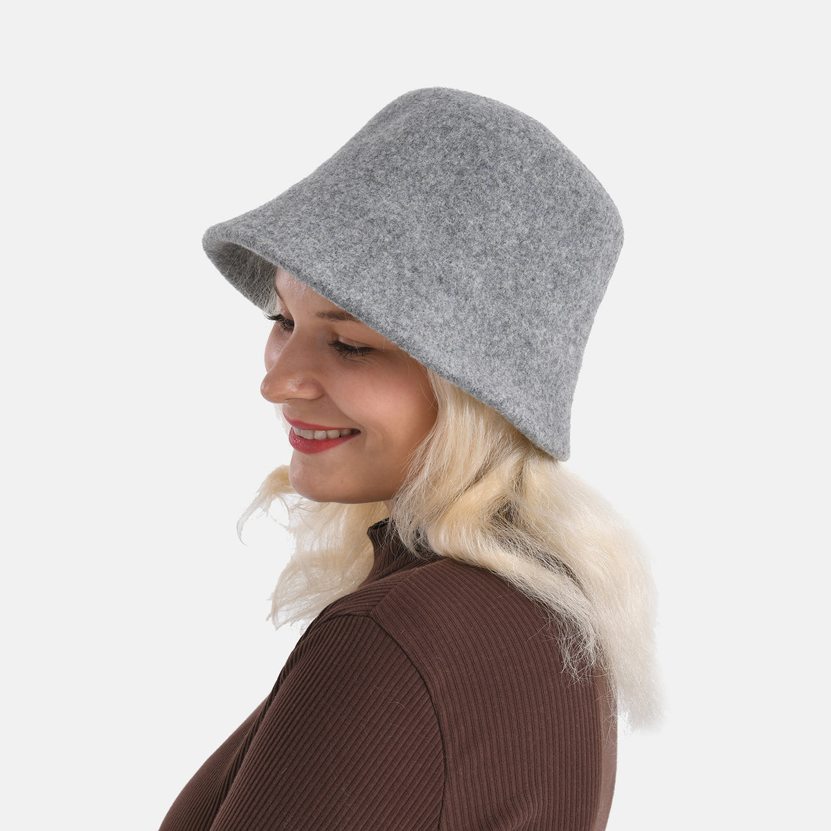 Classic Wool Bucket Hat for Ladies - Grey V32512817 2