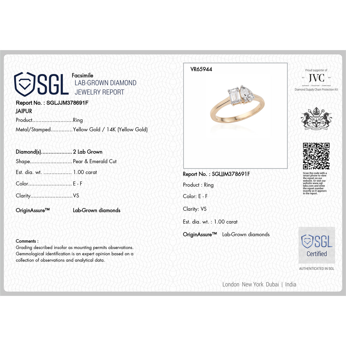 Rachel Galley 14K Yellow Gold VS Lab Grown Diamond EF, VS Fancy Ring, Gold Wt.3 Gms  1.036  Ct. 8205488 6