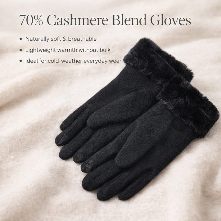 70 % Cashmere Blend Gloves with Ultra Soft Faux Fur Cuff (One Size) with Touch Screen Tech 8206514 2