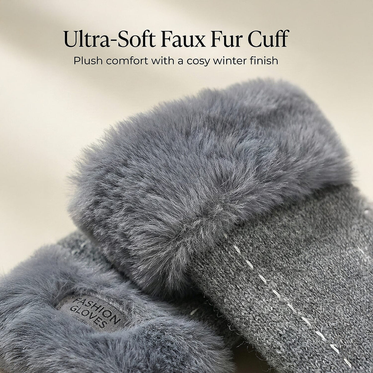 70 % Cashmere Blend Gloves with Ultra Soft Faux Fur Cuff (One Size) with Touch Screen Tech 8206515 5