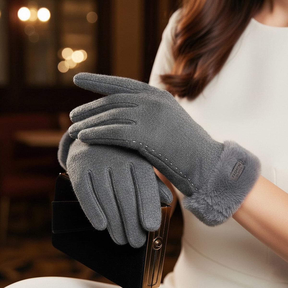 70 % Cashmere Blend Gloves with Ultra Soft Faux Fur Cuff (One Size) with Touch Screen Tech 8206515 6