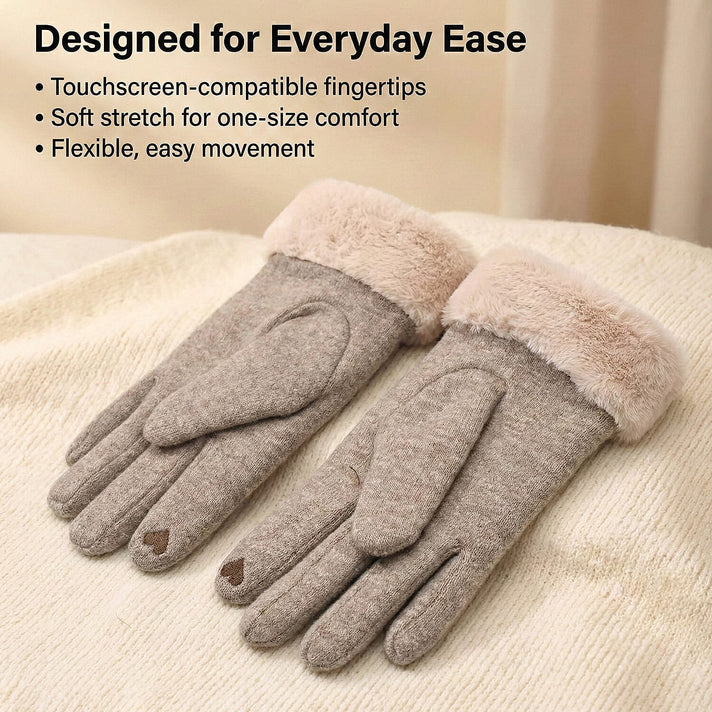 70 % Cashmere Blend Gloves with Ultra Soft Faux Fur Cuff (One Size) with Touch Screen Tech 8206516 2