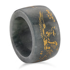 Natural Type A Jadeite Dragon Carved Band Ring 35.00 Ct._8206646