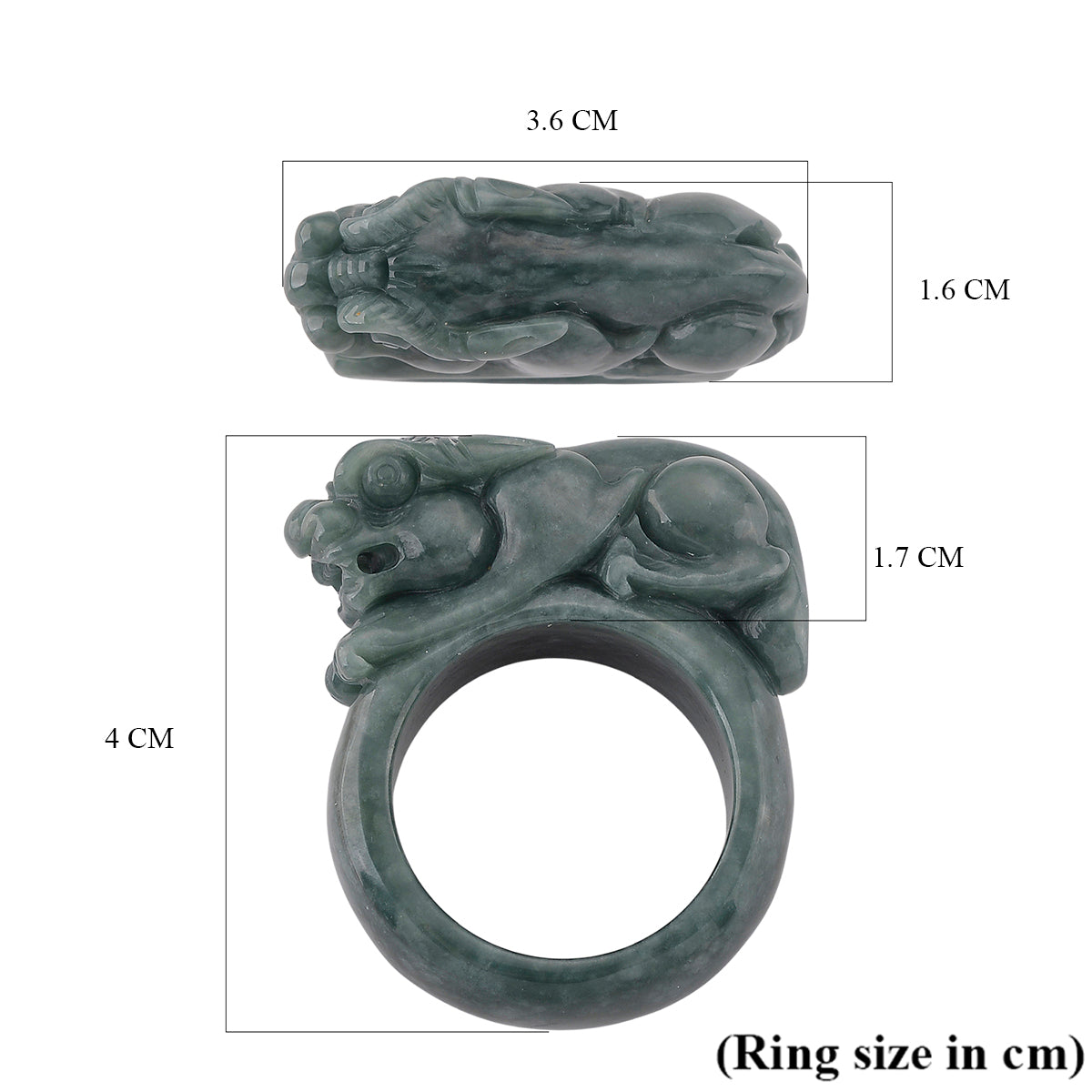 Olmec Jadeite Stone Pixiu Ring 90.00 Ct. V32514391 4