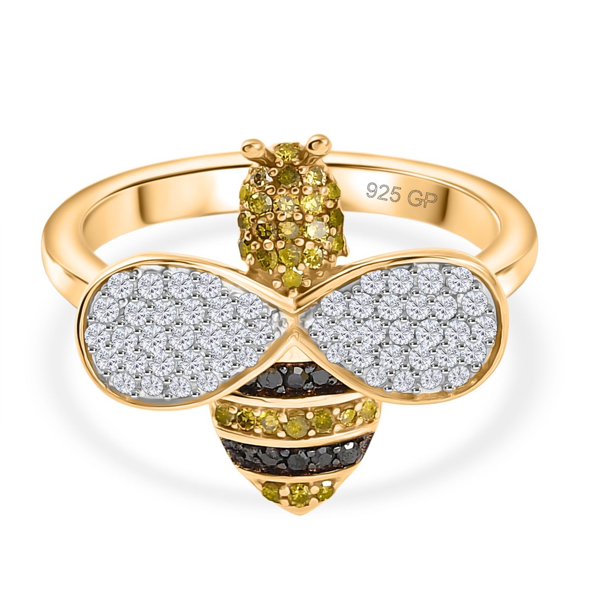 GP Italian Garden Collection - White Diamond &amp; Multi Gemstones Ring in 18K Vermeil YEllow Gold Plated Sterling Silver 0.50 Ct. 8206739 0