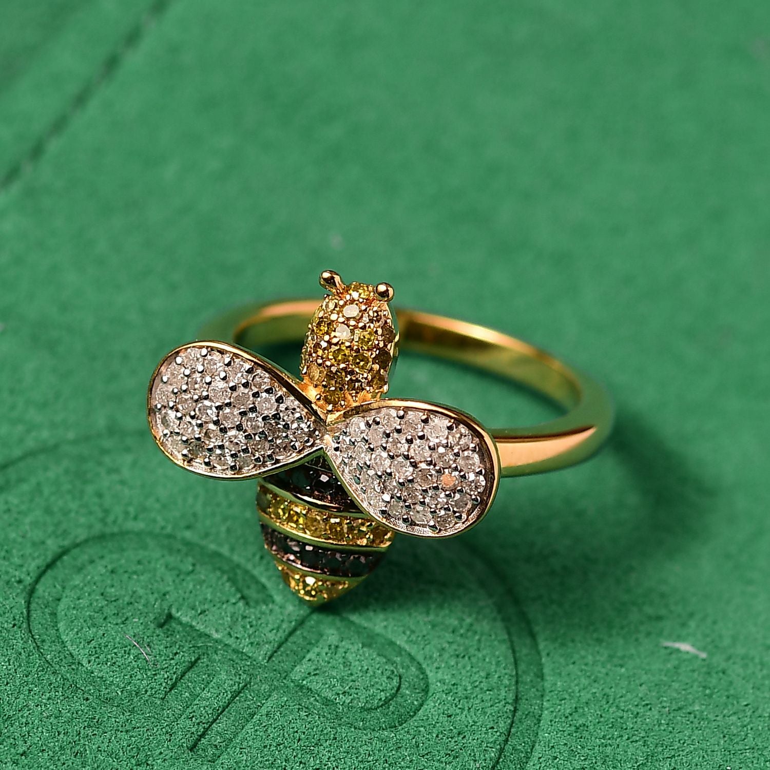 GP Italian Garden Collection - White Diamond &amp; Multi Gemstones Ring in 18K Vermeil YEllow Gold Plated Sterling Silver 0.50 Ct. 8206739 2