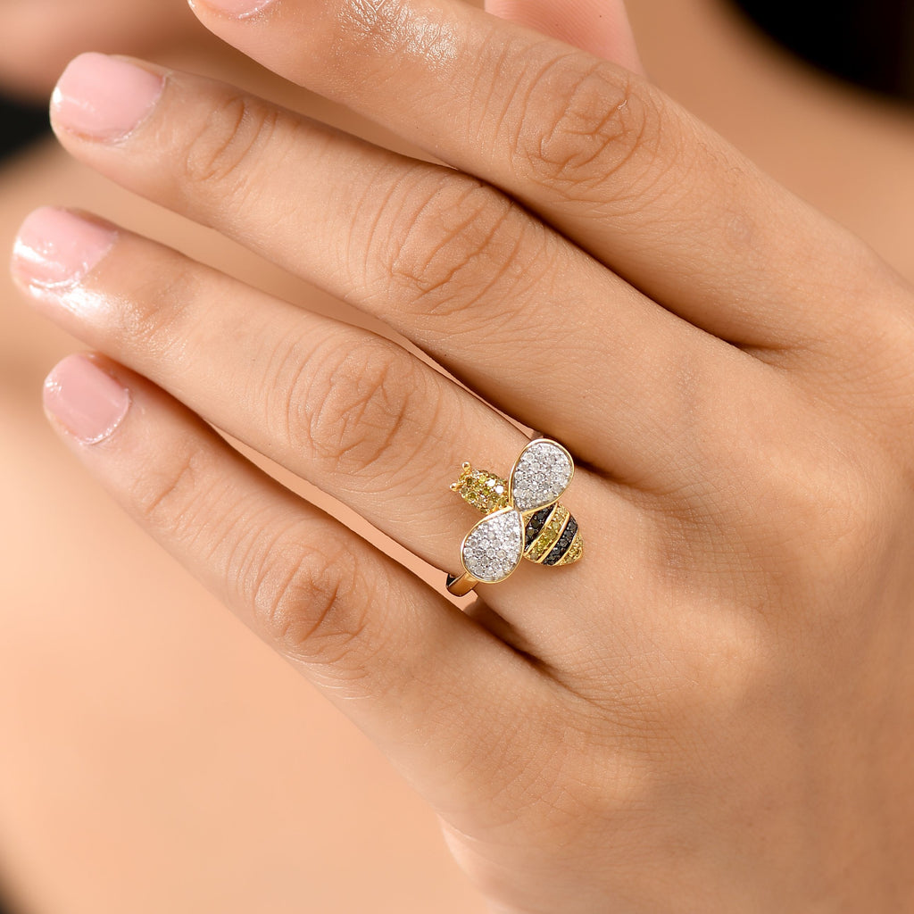 GP Italian Garden Collection - White Diamond & Multi Gemstones Ring in 18K Vermeil YEllow Gold Plated Sterling Silver 0.50 Ct._8206739_3