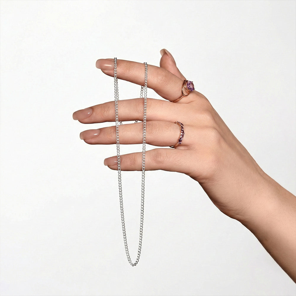 Sterling Silver 1.15MM Diamond-Cut Curb Chain with Spring Ring Clasp (Size 16) 8207320 3