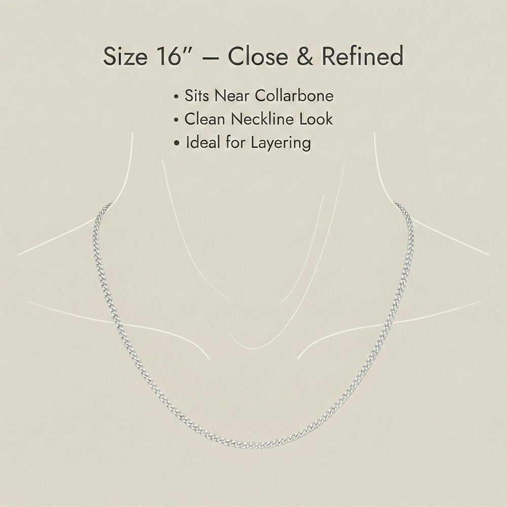 Sterling Silver Diamond Cut Curb Chain (Size 16) with Spring Ring Clasp_8207320_5