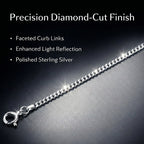 Sterling Silver Diamond Cut Curb Chain (Size 16) with Spring Ring Clasp_8207320_6