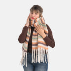 Soft Touch Large Shawl with Tassel (180 x 50 cm) - Beige & Multicolour_8207825_3