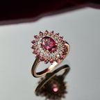 Royal Bali Collection - D'Joy Orissa Rhodolite Garnet & White Zircon Floral Cluster Ring in 18K Vermeil Rose Gold Plated Sterling Silver 1.84 Ct._8211516_1