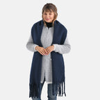 Soft Touch Large Tassle Scarf (190 x 40 cm) - Navy_8212299_1