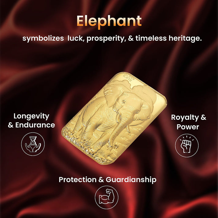 24K Yellow Gold (99.99% Purity) Elephant Embossed Collectable 8212753 2