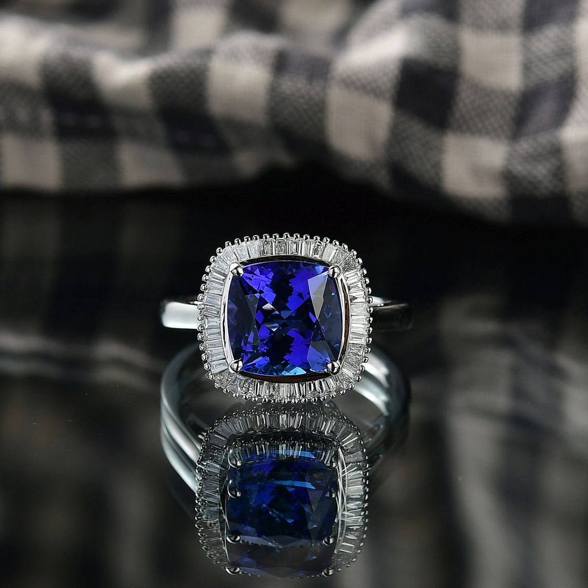 Rhapsody 950 Platinum AAAA Tanzanite &amp; VS-E/F White Diamond Halo Ring 5.03 Ct, Platinum Wt. 6.70 Gms 8212894 2