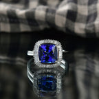 Rhapsody 950 Platinum AAAA Tanzanite & VS-E/F White Diamond Halo Ring 5.03 Ct, Platinum Wt. 6.70 Gms_8212894_1